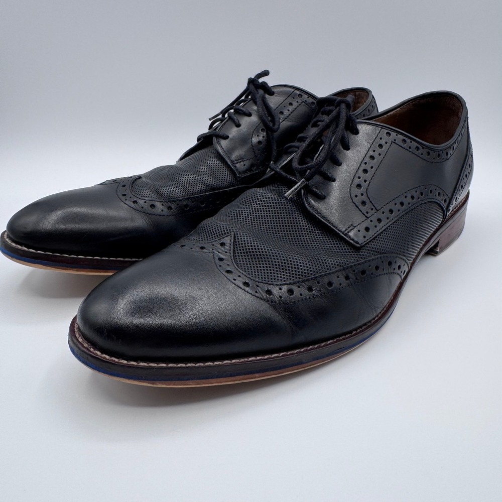 Johnston & Murphy Conard Embossed Wingtip Oxford Dress Shoes Mens 11.5M Black
